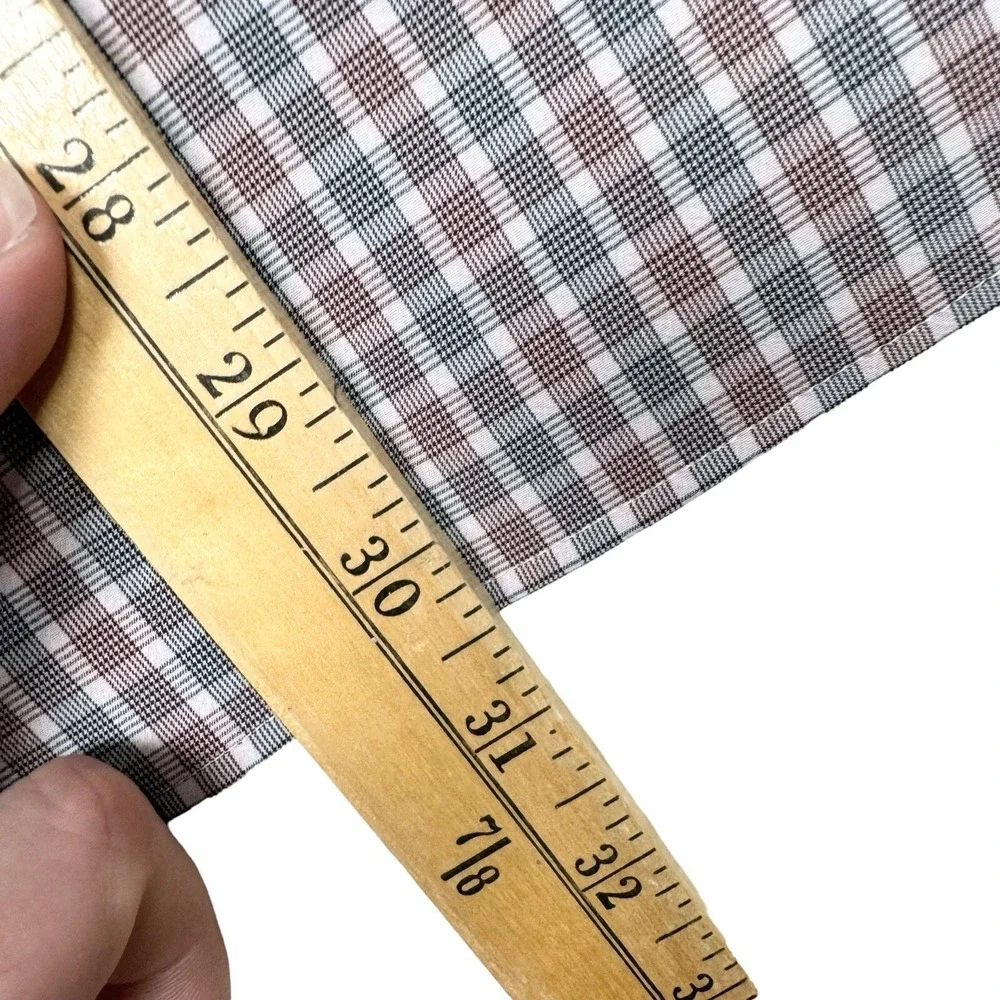 Hugo Boss Performance Slim Button Up Plaid Burgundy Blue - Small 14 1/2